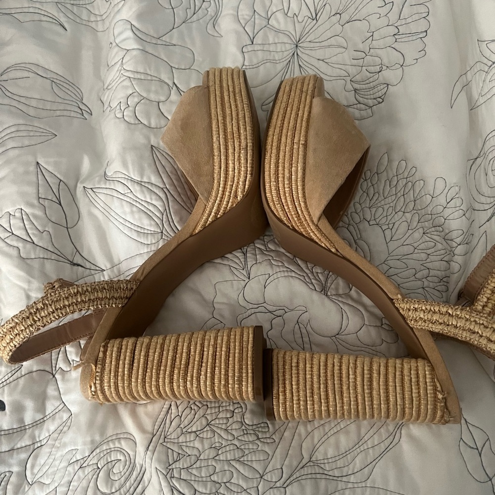 Steve Madden Beige Raffia Wedge Sandals - Picture 4 of 11